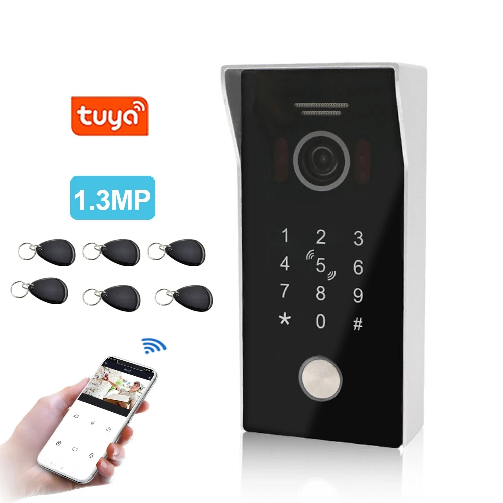 Tuya Smart App Remote Unlock WiFi POE IP Video Door Phone Intercom System Motion Detection Code Keypad RFID Camera | Безопасность и