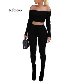 Solid Slash Neck Long Sleeve Two Piece Set Drawstring Off Shoulder Women Tracksuit Bodycon Long Pants Women Suits
Solid Slash Neck Long Sleeve Two Piece Set Drawstring Off Shoulder Women Tracksuit Bodycon Long Pants Women Suits
