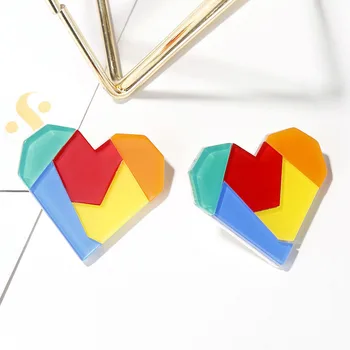 Ins Simple Design Rainbow Color Love Heart Earrings For Women Stitching Resin Simple Candy Geometric Earrings Party Jewelry Gift
Ins Simple Design Rainbow Color Love Heart Earrings For Women Stitching Resin Simple Candy Geometric Earrings Party Jewelry Gift