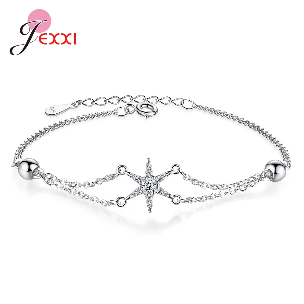 

Fashion Bracelets for Women Gift S925 Sterling Silver CZ Stones Austrian Crystal Star Charm Wristband & Bangles Jewelry