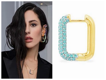 One Piece Square Hoop Stud Earrings Paved Sky Blue Zirconia Stones Geometric Yellow Gold Women Wedding Party Jewelry 
One Piece Square Hoop Stud Earrings Paved Sky Blue Zirconia Stones Geometric Yellow Gold Women Wedding Party Jewelry