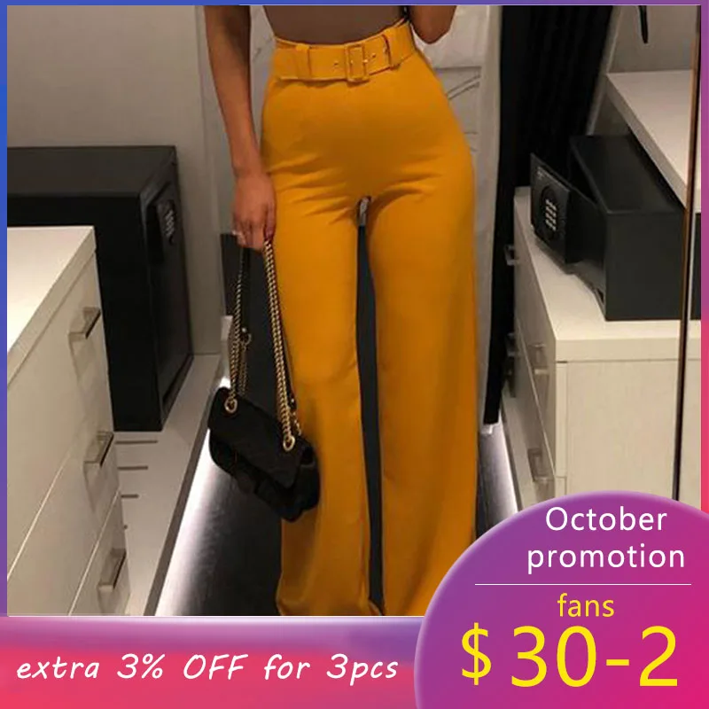 Women Casual Wide Leg Pants High Waist 2020 Autumn Black Office Pants Female Yellow Sexy Fashion Trousers Workwear Elegant Long
Women Casual Wide Leg Pants High Waist 2020 Autumn Black Office Pants Female Yellow Sexy Fashion Trousers Workwear Elegant Long