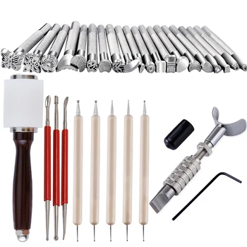 LMDZ 30Pcs Set Leather Carving Working Saddle Set DIY Hammer Swivel Knife Leather Craft Modelling Point Pen & Dual Tipped tool
LMDZ 30Pcs Set Leather Carving Working Saddle Set DIY Hammer Swivel Knife Leather Craft Modelling Point Pen & Dual Tipped tool