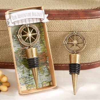 

wedding party favor gift and giveaways for guests -- "Our Adventure Begins" Bottle Stopper party souvenir 80pcs/lot