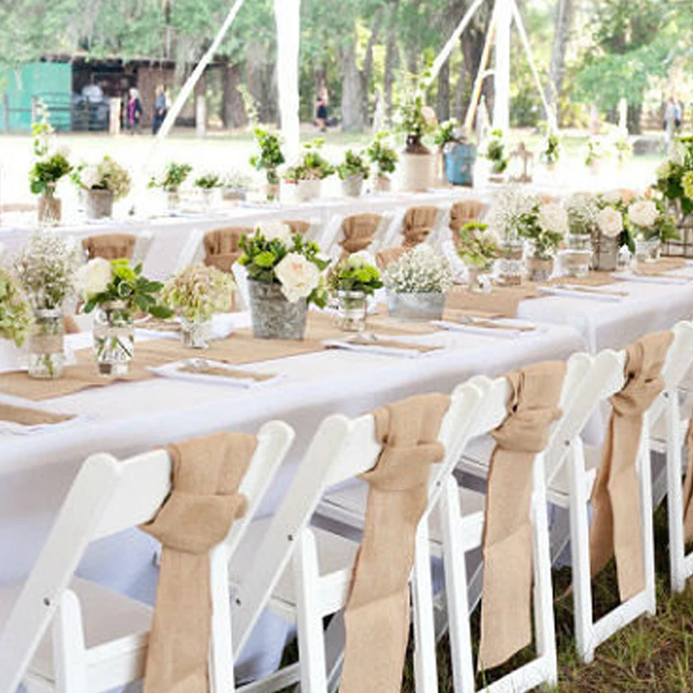 100pcs Burlap Chair Sashes Naturally Elegant Jute Chair Tie Bow for Rustic Wedding Party Banquet Event Hotel Decoration
100pcs Burlap Chair Sashes Naturally Elegant Jute Chair Tie Bow for Rustic Wedding Party Banquet Event Hotel Decoration