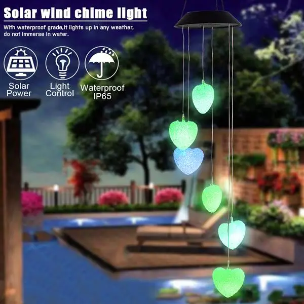 2V 40maH Solar Intelligent Light Control Love Style Wind Chime Corridor Decoration Pendant 6 F5 Lamp Beads Black Colorful Light
2V 40maH Solar Intelligent Light Control Love Style Wind Chime Corridor Decoration Pendant 6 F5 Lamp Beads Black Colorful Light