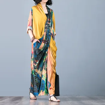 Summer Retro Real Silk Casual Dress Floral Printed 2020 New Loose Women Irregular V Neck Pocket Chest Cross Long Dresses
Summer Retro Real Silk Casual Dress Floral Printed 2020 New Loose Women Irregular V Neck Pocket Chest Cross Long Dresses