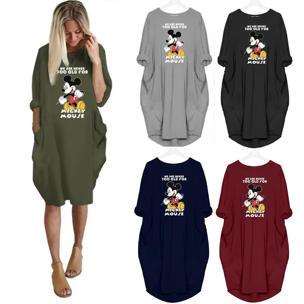 S-5XL 2019 Summer New Mickey Women Dress Cartoon Mickey Print Letter Round Neck Seven-point Sleeve Pocket Large Ladies Dress
S-5XL 2019 Summer New Mickey Women Dress Cartoon Mickey Print Letter Round Neck Seven-point Sleeve Pocket Large Ladies Dress