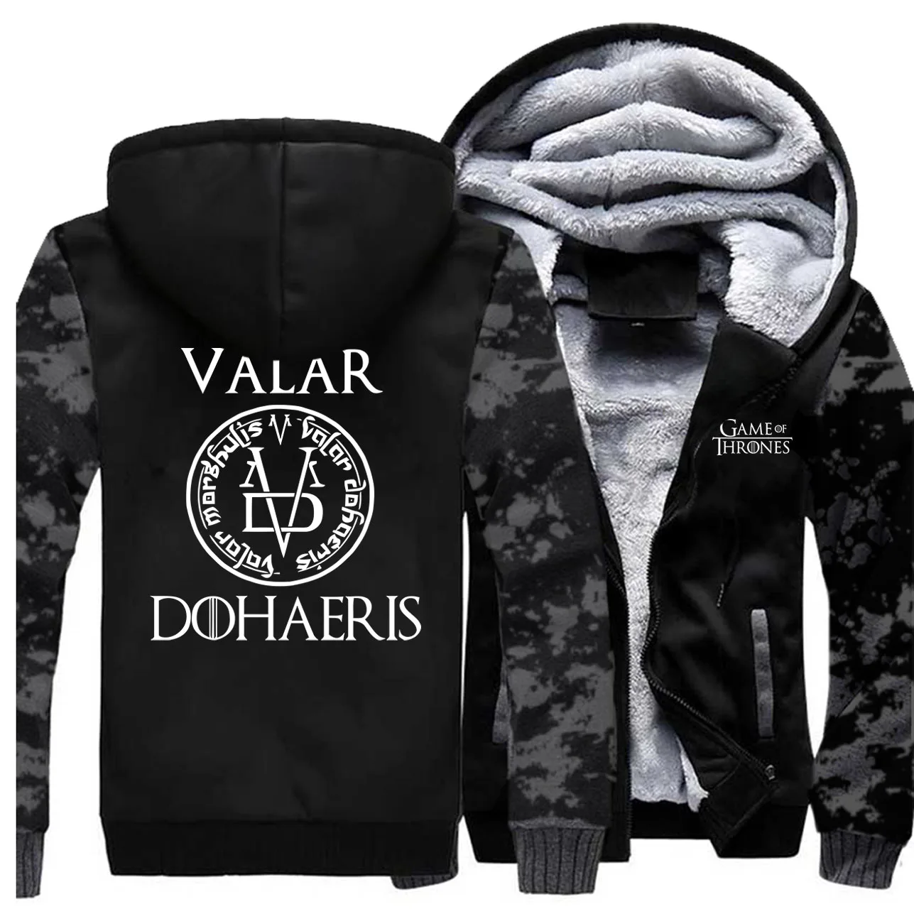 Winter Game of Thrones Men Thick Camo Fleece Warm Valar Dohaeris Morghulis Jacket Mens Jackets And Coats Sweatshirt Sportswear
Winter Game of Thrones Men Thick Camo Fleece Warm Valar Dohaeris Morghulis Jacket Mens Jackets And Coats Sweatshirt Sportswear