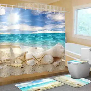 4pcs/Set Beach Waterproof Bathroom Beach Shower Bathroom Curtain+Bath Mats Anti Slip Toilet Pattern Carpet
4pcs/Set Beach Waterproof Bathroom Beach Shower Bathroom Curtain+Bath Mats Anti Slip Toilet Pattern Carpet
