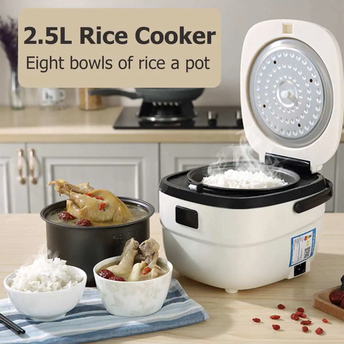 

2.5L Electric Rice Cooker Rice Cooking Machine Multifunction Cooking Steamer Smart Automatic 5 layer Non-Stick Coating Inner Pan