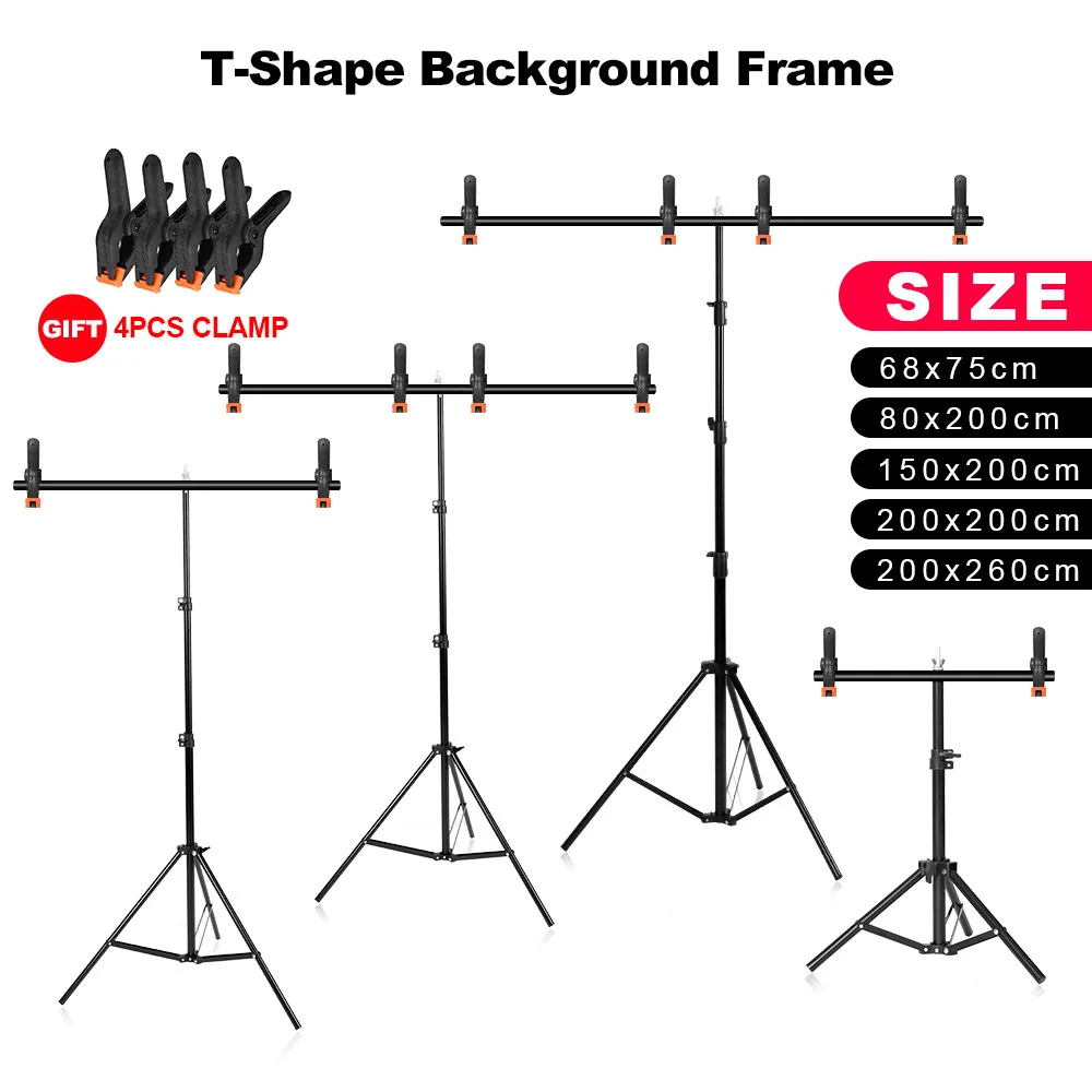 Photography T-Shape Background Frame Photo Backdrop Stands Support System Stands With Clamps for Video Studio Chroma Key
Photography T-Shape Background Frame Photo Backdrop Stands Support System Stands With Clamps for Video Studio Chroma Key