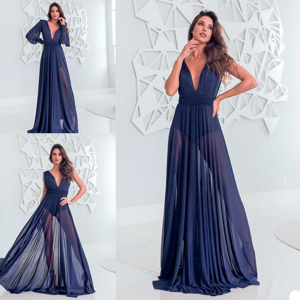 

2020 Womens Sleepwear Custom Made Robes V Neck Detachable Sleeves Sheer Nightgown Sweep Train Plus Size Prom Bridesmaid Shawl