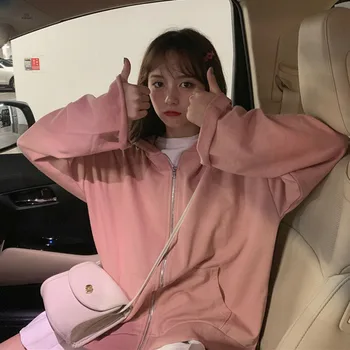 Spring Autumn Women Harajuku Sweatshirts Korean Chic Drop Shoulder Solid Color Zipper Loose Hooded Simple Clothing for Student
Spring Autumn Women Harajuku Sweatshirts Korean Chic Drop Shoulder Solid Color Zipper Loose Hooded Simple Clothing for Student