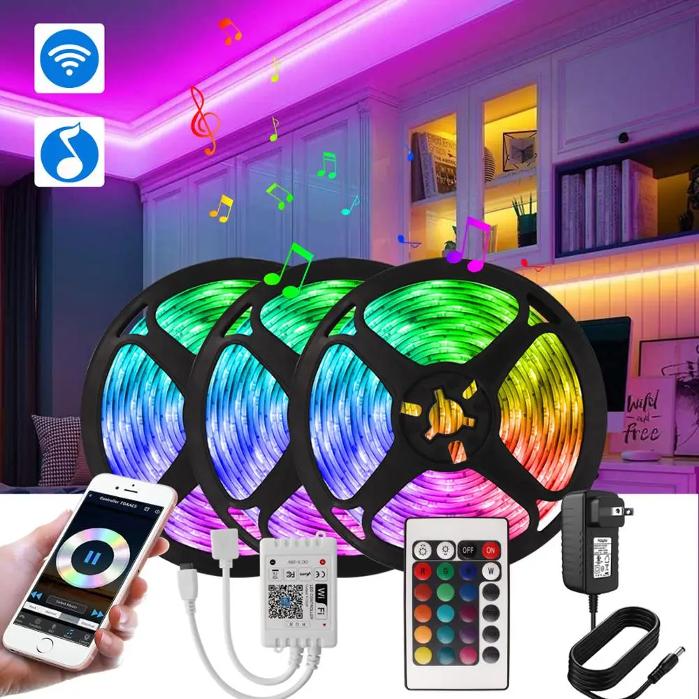 Voice Control LED Strip SMD5050 Light Lighting for Stairs Room Flexible LED Light 12V RGB Led Strip Wifi Controller 7.5M 10M 5M
Voice Control LED Strip SMD5050 Light Lighting for Stairs Room Flexible LED Light 12V RGB Led Strip Wifi Controller 7.5M 10M 5M