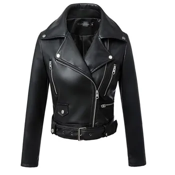 2020 New Fashion Women Autumn Winter Black Faux Leather Jackets Zipper Basic Coat Turn-down Collar Biker Jacket With Blet
2020 New Fashion Women Autumn Winter Black Faux Leather Jackets Zipper Basic Coat Turn-down Collar Biker Jacket With Blet