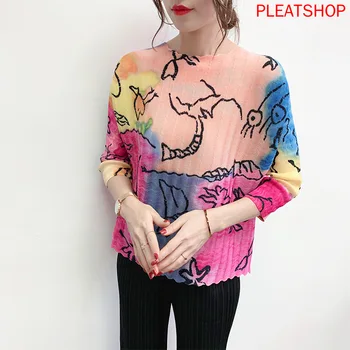 Miyake Fold 7-Sleeved T-shirt Female Summer New Easing Round Neck Stretch Crimp Base Shirt Pleated Shirt Vintage Tops
Miyake Fold 7-Sleeved T-shirt Female Summer New Easing Round Neck Stretch Crimp Base Shirt Pleated Shirt Vintage Tops