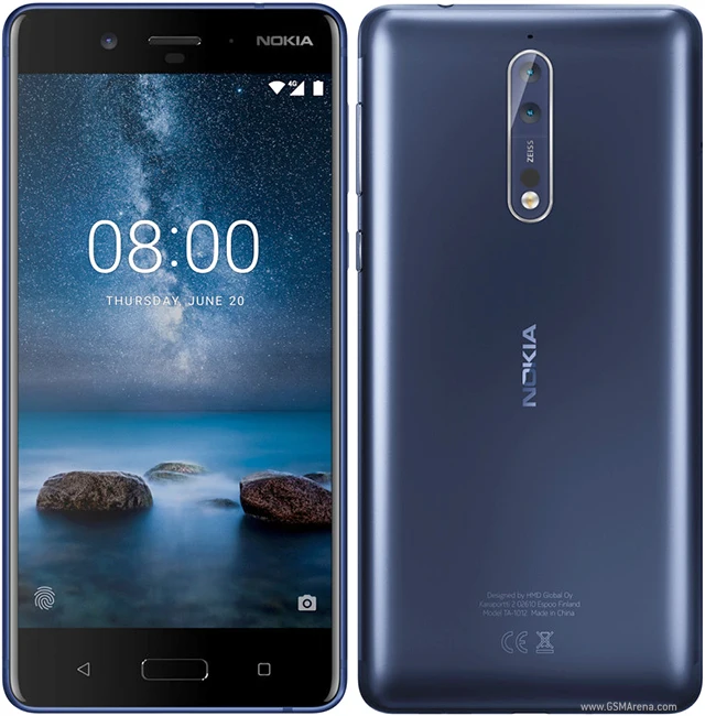 

Nokia 8 Original Unlocked Cellphone 5.3`` Octa-core 4GB RAM 64GB ROM Dual Rear Camera 13MP LTE Fingerprint Android Mobile Phone