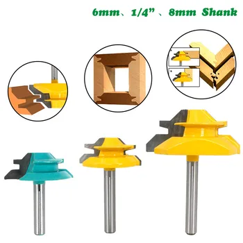 1/4" Shank 6.35MM 8MM 45 Degree Milling Cutter Lock Miter Router Bit Tenon Woodworking For Woodwork Milling Tools MC01007
1/4" Shank 6.35MM 8MM 45 Degree Milling Cutter Lock Miter Router Bit Tenon Woodworking For Woodwork Milling Tools MC01007