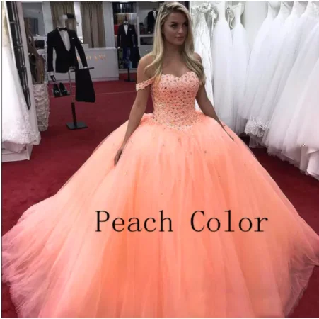 Charming Beaded Crystals Ball Gowns Quinceanera Dress Off Shoulder Tulle Debutante Sixteen 15 Sweet 16 Dress Vestidos De 15 Ano
Charming Beaded Crystals Ball Gowns Quinceanera Dress Off Shoulder Tulle Debutante Sixteen 15 Sweet 16 Dress Vestidos De 15 Ano