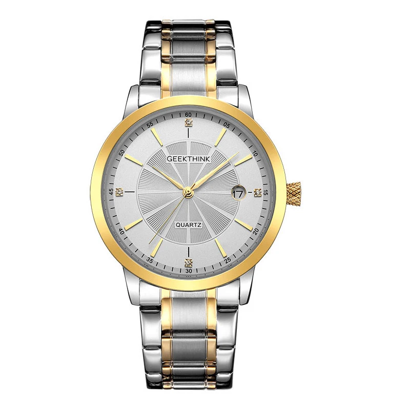 GEEKTHINK Fashion Gold Stainless Steel Quartz Watch Women Top Luxury Brand Unisex Couple Wristwatch Lover's Gift Men Watch Clock
GEEKTHINK Fashion Gold Stainless Steel Quartz Watch Women Top Luxury Brand Unisex Couple Wristwatch Lover's Gift Men Watch Clock