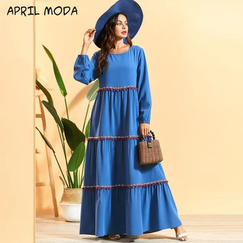 Blue Long-Sleeve Plus Size Women's Multi-Layer Pleated Colorful Ball Bohemian Dress Arab Muslim Round Neck Pleated Dresses 2020
Blue Long-Sleeve Plus Size Women's Multi-Layer Pleated Colorful Ball Bohemian Dress Arab Muslim Round Neck Pleated Dresses 2020