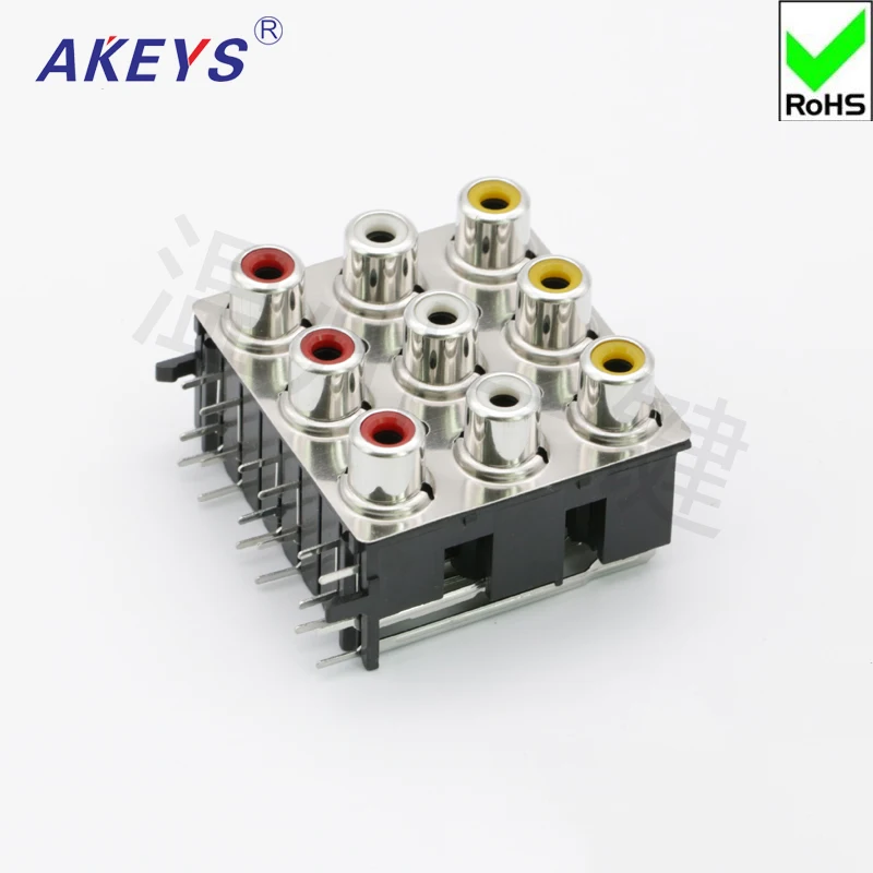 3 pcs AV coaxial socket 18-foot RCA seat 9-hole PCB welded audio video socket Lotus Block AV9-8 .4 -16 PB
3 pcs AV coaxial socket 18-foot RCA seat 9-hole PCB welded audio video socket Lotus Block AV9-8 .4 -16 PB