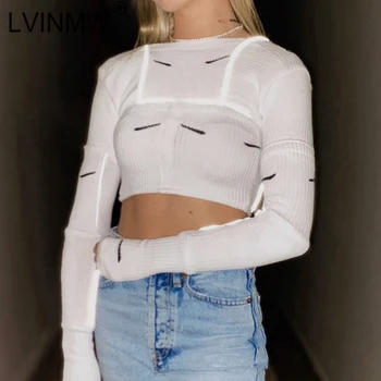 LVINMW Sexy Round Neck Long Sleeve Reflective Print White Crop Top Woman tshirts Autumn Simple Basic Trendy Tops Streetwear
LVINMW Sexy Round Neck Long Sleeve Reflective Print White Crop Top Woman tshirts Autumn Simple Basic Trendy Tops Streetwear