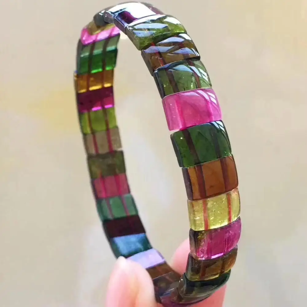 100% Natural Brazil Rainbow Tourmaline Bracelet For Women Lady Crystal 8.5x5.5mm Clear Rectangle Beads Bangle Bracelet AAAAA 
100% Natural Brazil Rainbow Tourmaline Bracelet For Women Lady Crystal 8.5x5.5mm Clear Rectangle Beads Bangle Bracelet AAAAA