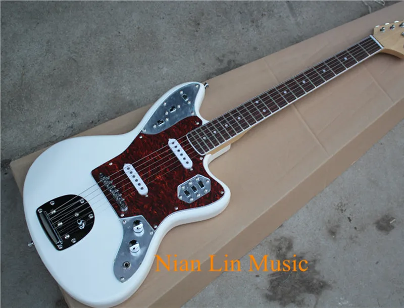 

6-String Electric Guitar,White Color Body,Red Pearl Pickguard,2 Single Open Pickups,Rosewood Fingerboard and can be Custo