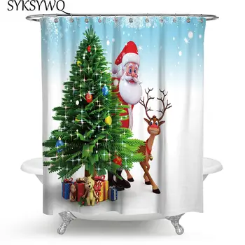 Cortinas Navidenas Christmas Bathroom Curtain Waterproof Polyester Santa Claus Shower Curtain 3D Xmas Tree Elk Douchegordijn 
Cortinas Navidenas Christmas Bathroom Curtain Waterproof Polyester Santa Claus Shower Curtain 3D Xmas Tree Elk Douchegordijn