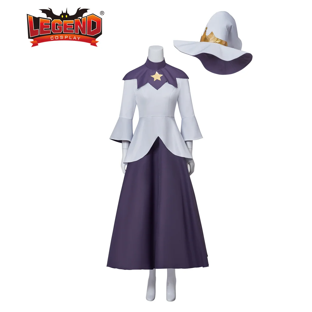 

The Owl Cosplay House Azura Cosplay Costume Dress The Good Witch Azura Costume Uniform Dress Outfit with Hat for Women Adult