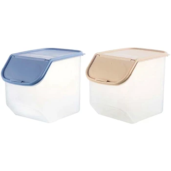 2pcs Rice Bucket Cereal Dry Food Keeper Container Spice Holders Sliding Lid with Measuring Cup - blue & coffee 
2pcs Rice Bucket Cereal Dry Food Keeper Container Spice Holders Sliding Lid with Measuring Cup - blue & coffee