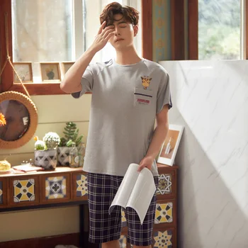 Men's Pajamas 100% Cotton Boy's Short Sleeves Nightwear Sleep Wear Suits Sleepwear Homewear Shorts for Men Sleep Tops
Men's Pajamas 100% Cotton Boy's Short Sleeves Nightwear Sleep Wear Suits Sleepwear Homewear Shorts for Men Sleep Tops
