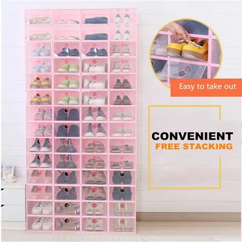 Hot Plastic Transparent Shoe Box Clear Storage Organizer Stackable Boxes Thickened Flip Shoes Holder Container 6 Colors Foldable 
Hot Plastic Transparent Shoe Box Clear Storage Organizer Stackable Boxes Thickened Flip Shoes Holder Container 6 Colors Foldable