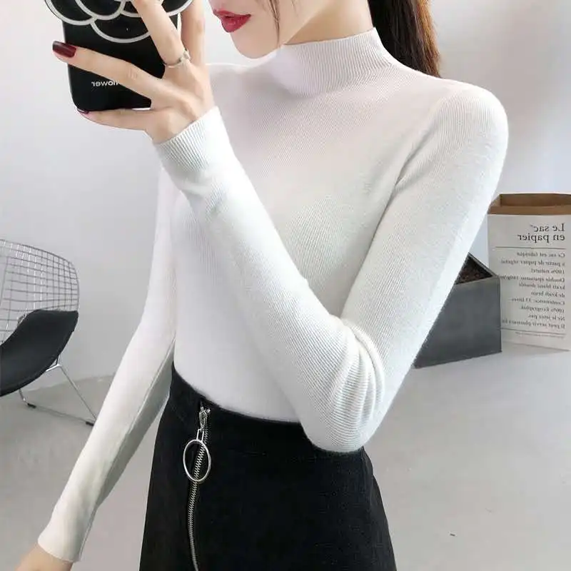 2020 new half turtleneck sweater women's self-cultivation all-match western style tops autumn and winter bottoming sweater 
2020 new half turtleneck sweater women's self-cultivation all-match western style tops autumn and winter bottoming sweater