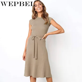 WEPBEL Womens Dress Summer Tie Chest Casual Short Sleeve Loose Round Neck Knotted Retro Ladies Casual Chic Dresses Robe Femme
WEPBEL Womens Dress Summer Tie Chest Casual Short Sleeve Loose Round Neck Knotted Retro Ladies Casual Chic Dresses Robe Femme