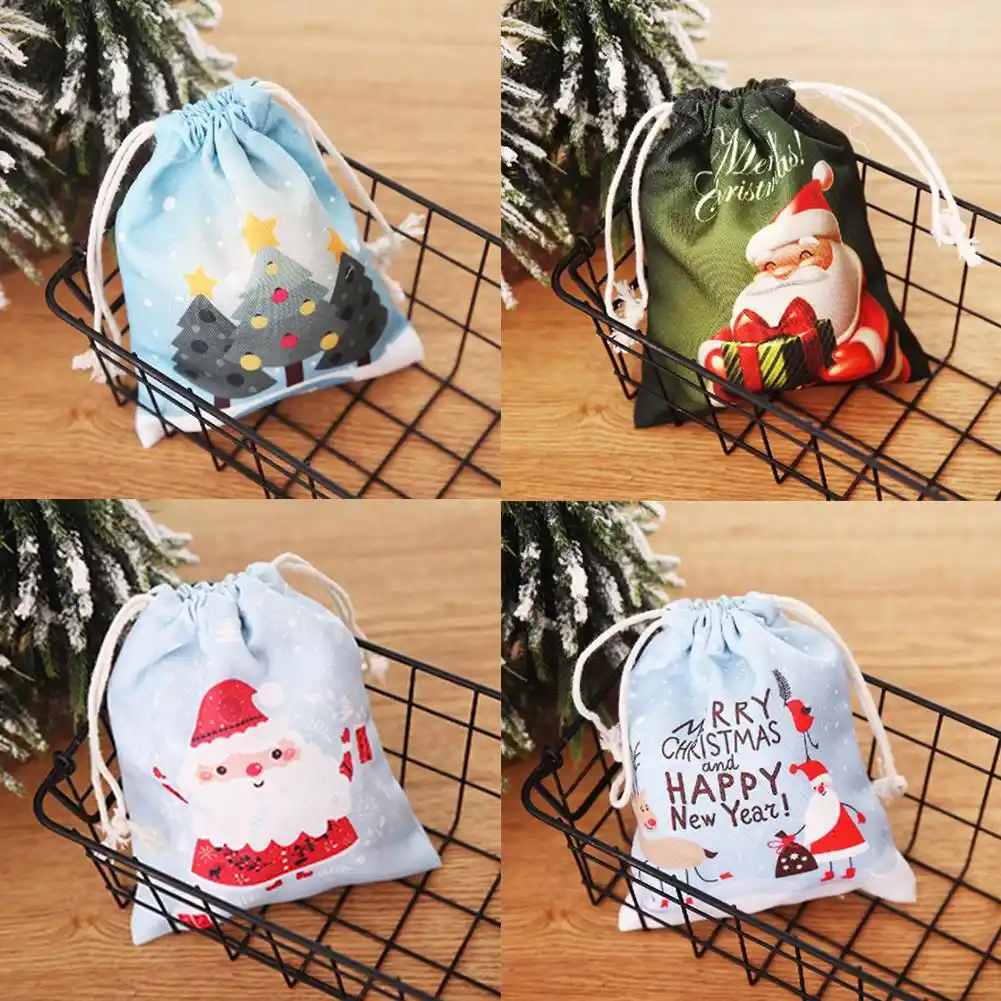 christmas gift bags canvas santa claus xmas tree day packing bag
