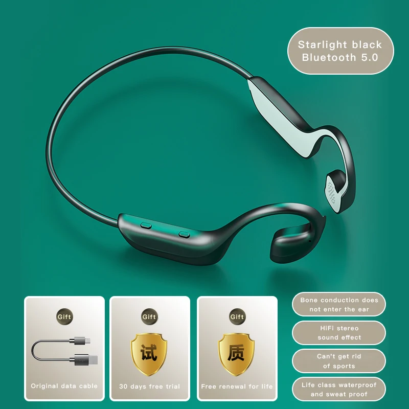 Bone Conduction Headphones Bluetooth wireless Sports Earphone IP56 Headset Stereo Hands-free with microphone For Running
Bone Conduction Headphones Bluetooth wireless Sports Earphone IP56 Headset Stereo Hands-free with microphone For Running