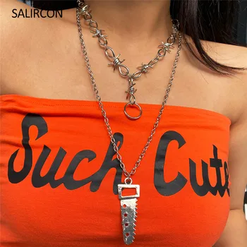Salircon Hip Hop Barbed Wire Brambles Necklaces Women Men Gothic Exaggerated Silver Color Necklace Choker High Quality Jewelry
Salircon Hip Hop Barbed Wire Brambles Necklaces Women Men Gothic Exaggerated Silver Color Necklace Choker High Quality Jewelry