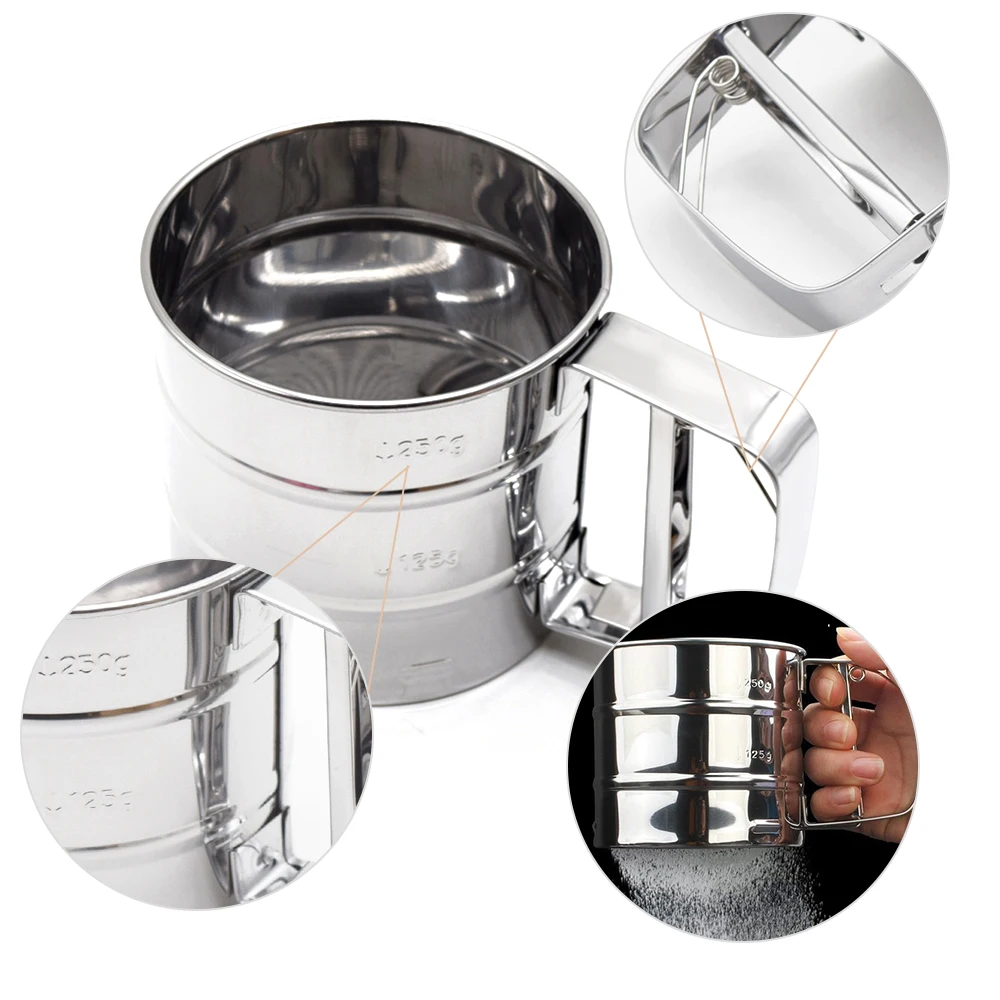 Handheld Flour Shaker Stainless Steel Mesh Sieve Cup Icing Sugar Bake Tool Hand-Pressed Sifters Baking Tools For Cakes Kitchen
Handheld Flour Shaker Stainless Steel Mesh Sieve Cup Icing Sugar Bake Tool Hand-Pressed Sifters Baking Tools For Cakes Kitchen