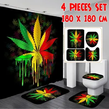 NEW Colorful Leaves Printing Bathroom Waterproof Shower Curtain Pedestal Rug Lid Carpet Toilet Cover Set Bath Curtain Mat Set
NEW Colorful Leaves Printing Bathroom Waterproof Shower Curtain Pedestal Rug Lid Carpet Toilet Cover Set Bath Curtain Mat Set