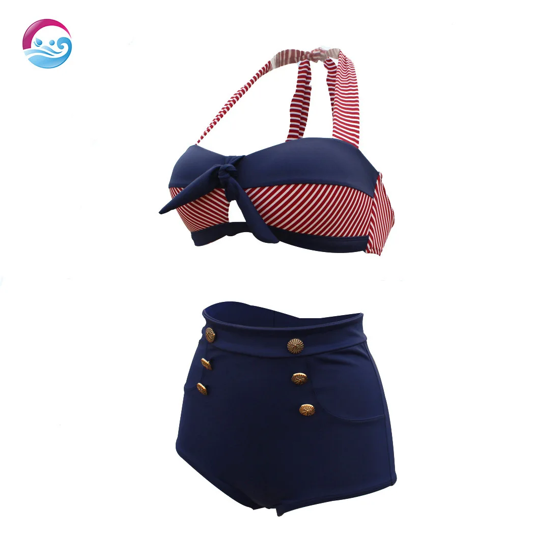 High-waisted Bikini European And American-Style Button Swimsuit Retro Plus-sized Wireless
High-waisted Bikini European And American-Style Button Swimsuit Retro Plus-sized Wireless