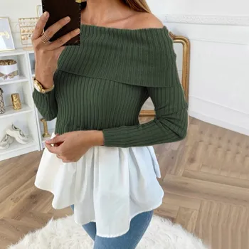2020 Solid Color One Word Collar Stitching Versatile Long-Sleeved Slim Casual Soft Tops !
2020 Solid Color One Word Collar Stitching Versatile Long-Sleeved Slim Casual Soft Tops !