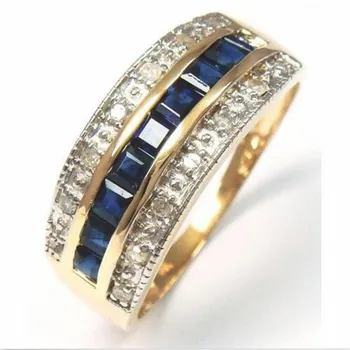 Men's Deluxe 10K yellow Gold Princess-cut Blue Sapphire Crystal gemstone Band ring Wedding Rings for Men Women jewelry
Men's Deluxe 10K yellow Gold Princess-cut Blue Sapphire Crystal gemstone Band ring Wedding Rings for Men Women jewelry