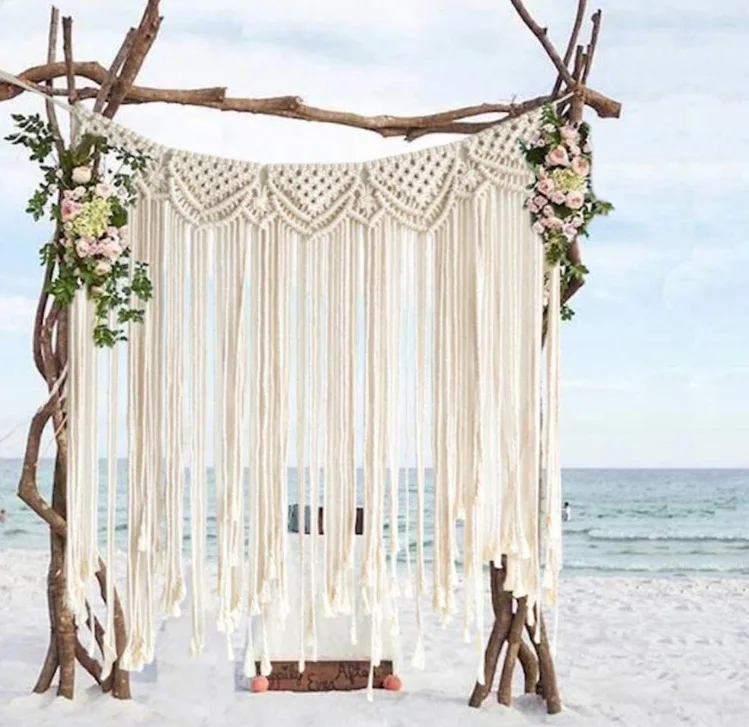 Large Hand-Woven Macramé Tapestry - Bohemian Wall Art & Wedding Backdrop 6 Ha1ba0f06ee71431e89f79fcc6ed280f2M