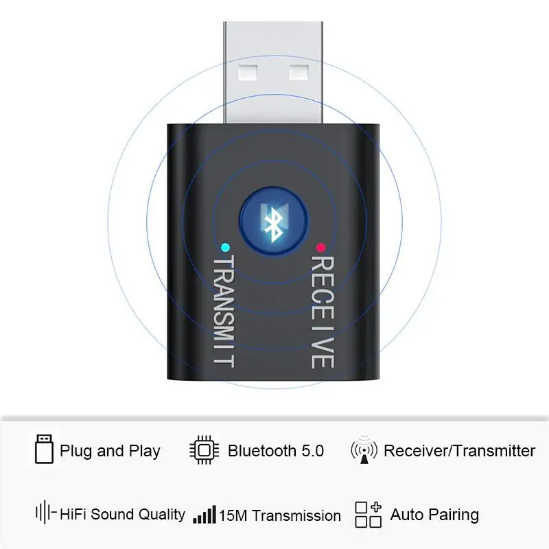 Bluetooth 5.0 Audio Receiver Transmitter 2 In 1 RCA 3.5mm 3.5 Jack AUX Stereo Music USB Wireless Adapter For TV Car PC Speaker
Bluetooth 5.0 Audio Receiver Transmitter 2 In 1 RCA 3.5mm 3.5 Jack AUX Stereo Music USB Wireless Adapter For TV Car PC Speaker