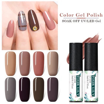 FOUR LILY Soak Off UV 5ml Grey Series Pure Nail Color Gel Polish Long Lasting Brown Nail Art Gel Varnish Manicure Lacquer Design
FOUR LILY Soak Off UV 5ml Grey Series Pure Nail Color Gel Polish Long Lasting Brown Nail Art Gel Varnish Manicure Lacquer Design