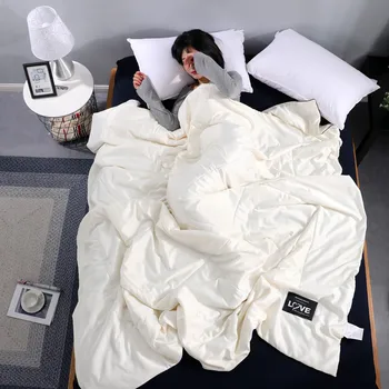 Summer Quilt Washed Silk Air-conditioning Quilt Soft Breathable Blanket Thin Fiber Solid Color Comforter Bed Cover 
Summer Quilt Washed Silk Air-conditioning Quilt Soft Breathable Blanket Thin Fiber Solid Color Comforter Bed Cover
