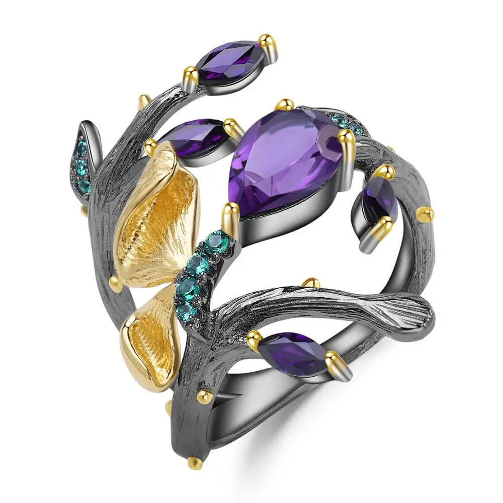 GEM'S BALLET Handmade Butterfly Branch Flower Rings for Women 2.37Ct Natural Amethyst Ring Real 925 Sterling Silver Fine Jewelry
GEM'S BALLET Handmade Butterfly Branch Flower Rings for Women 2.37Ct Natural Amethyst Ring Real 925 Sterling Silver Fine Jewelry